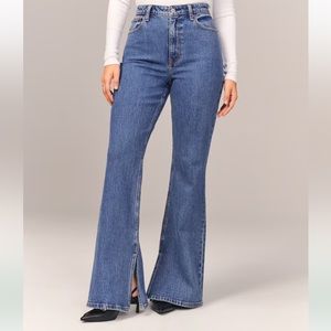 Abercrombie LONG high rise vintage flare with split hem